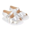 S065: Baby Girls Shiny Sandal-  Silver (Shoe Sizes: 0-3)